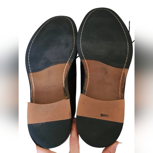 Aldo Black and Brown Leather Lace Up Dress Shoes, Oxford Shoe, Size 13 - Picture 7 of 12